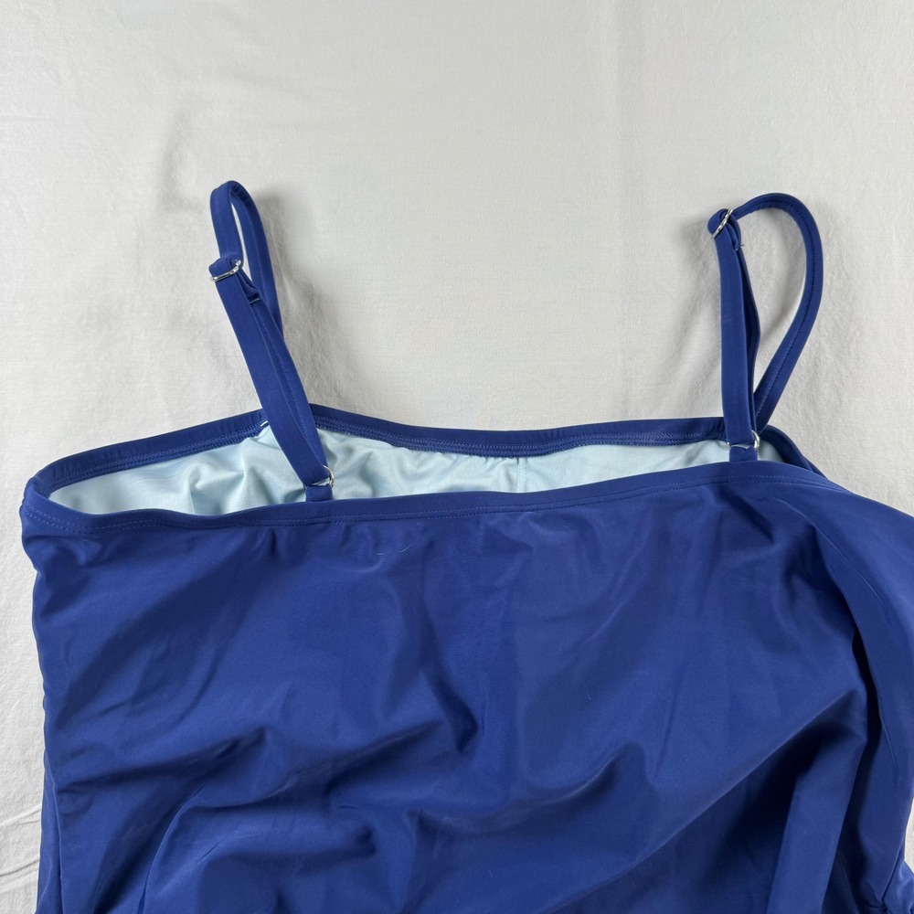 NWT Cupshe Women's Size XL Blue Ruched Tankini Floral Bikini Set DKA12D4E001UU - Picture 9 of 13